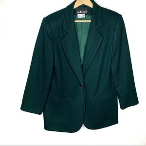 SAG HARBOR Green 100% Pure Wool 1 Button Blazer